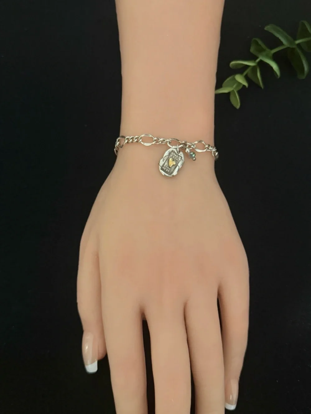 Brighton Two-Tone Silver Bracelet with Live From The Heart Gold Heart Charm‎